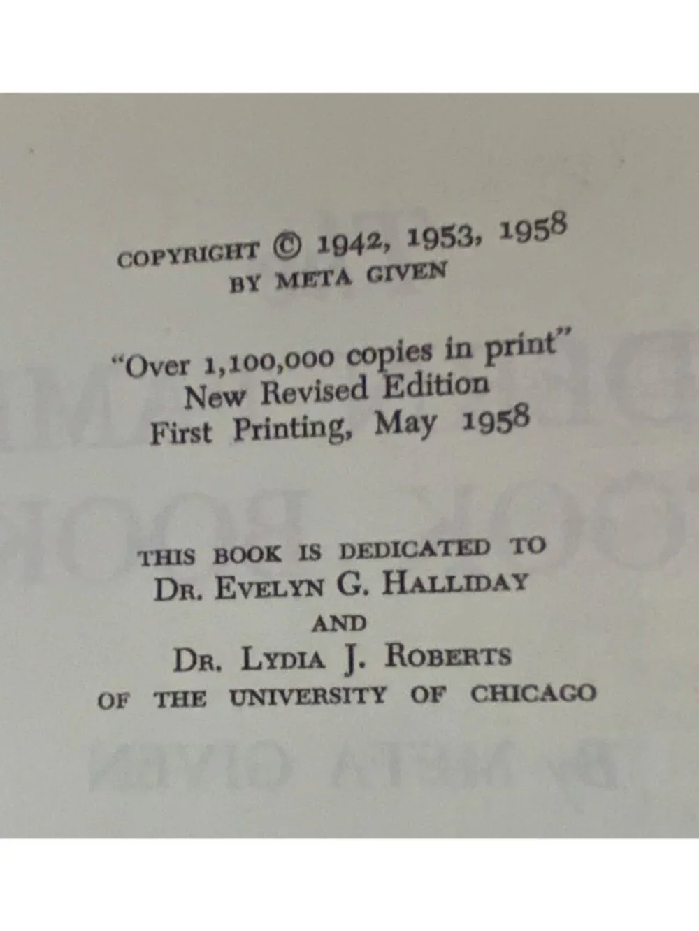 The Modern Family Cook Book By Meta Given New Revised 1958 Book Club Edition